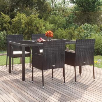 ARDEBO.de - Gartenstühle mit Kissen 4 Stk. Poly Rattan Schwarz