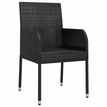 Gartenstühle mit Kissen 2 Stk. Poly Rattan Schwarz