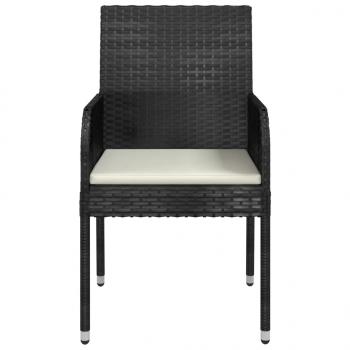 Gartenstühle mit Kissen 2 Stk. Poly Rattan Schwarz