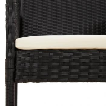 Gartenstühle mit Kissen 2 Stk. Poly Rattan Schwarz