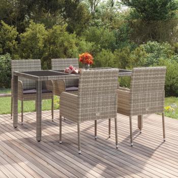 ARDEBO.de - Gartenstühle mit Kissen 4 Stk. Poly Rattan Grau