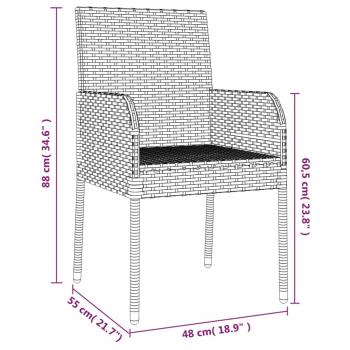 Gartenstühle mit Kissen 4 Stk. Poly Rattan Grau