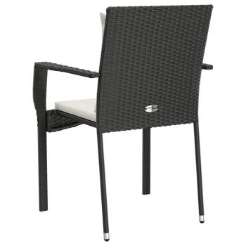 Gartenstühle mit Kissen 2 Stk. Poly Rattan Schwarz