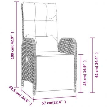 Garten-Relaxstühle 2 Stk. mit Tisch Grau Poly Rattan