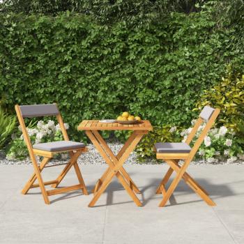 ARDEBO.de - 3-tlg. Bistro-Set Klappbar mit Kissen Massivholz Akazie 