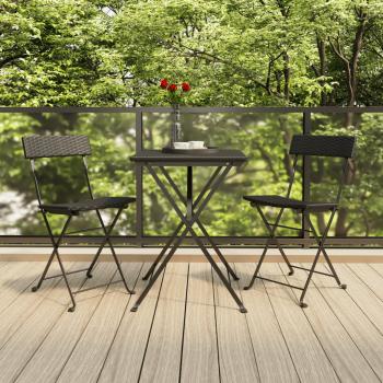 ARDEBO.de - 3-tlg. Bistro-Set Klappbar Schwarz Poly Rattan