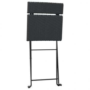 3-tlg. Bistro-Set Klappbar Schwarz Poly Rattan