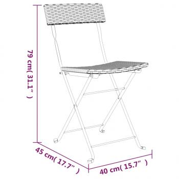 3-tlg. Bistro-Set Klappbar Schwarz Poly Rattan