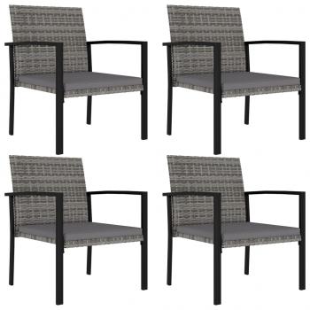 ARDEBO.de - Garten-Essstühle 4 Stk. Poly Rattan Grau