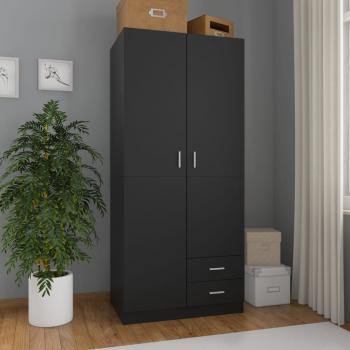 ARDEBO.de - Kleiderschrank Schwarz 80x52x180 cm Holzwerkstoff