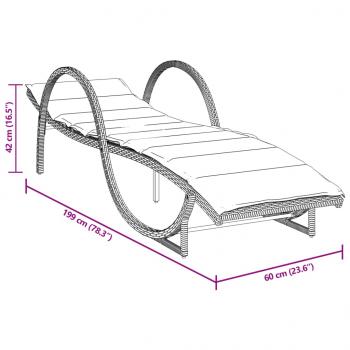 Sonnenliegen 2 Stk. mit Auflagen Braun Poly Rattan