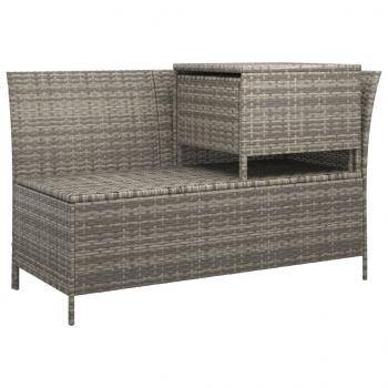 4-tlg. Garten-Lounge-Set mit Kissen Grau Poly Rattan