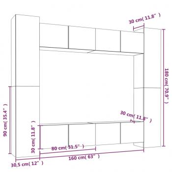 8-tlg. TV-Schrank-Set Schwarz Holzwerkstoff