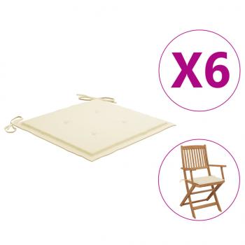 Gartenstuhl-Kissen 6 Stk. Creme 40x40x3 cm Oxford-Gewebe