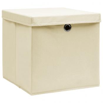 Aufbewahrungsboxen mit Deckeln 4 Stk. 28x28x28 cm Creme