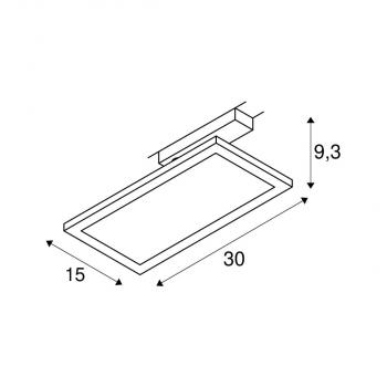 SLV PANEL TRACK square 1 Phasen Spot, 150x300mm, schwarz, 18W, 3000K (1004933)