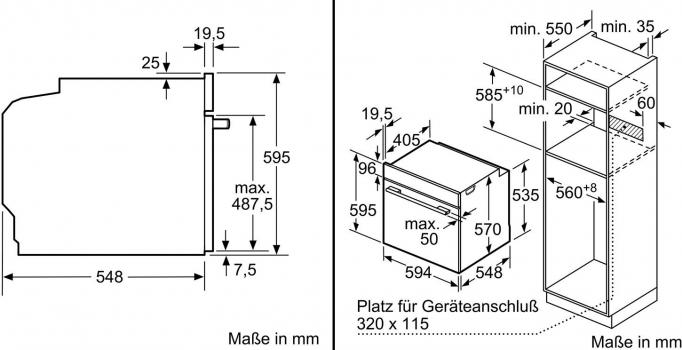 Bosch HBA578BB0 Serie 6 EEK: A Einbaubackofen, 60cm breit, 71 Liter, AutoPilot 30, 3D Heißluft, schwarz