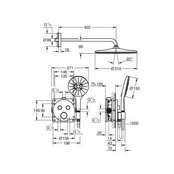 GROHE Precision Smartcontrol Duschsystem, Quickfix, Unterputz, mit Vitalio Rain Mono 310, chrom (34877000)