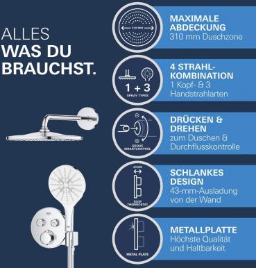 GROHE Precision Smartcontrol Duschsystem, Quickfix, Unterputz, mit Vitalio Rain Mono 310, chrom (34877000)