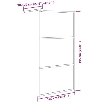 Duschwand für Walk-In Dusche 100x195cm ESG Halbmattiert Schwarz