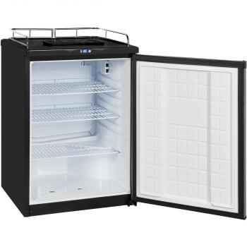 ARDEBO.de Exquisit BK160-HE-300G inox Bierkühler-Kühlschrank, 163 l, Zapfvorrichtung, Display, schwarz