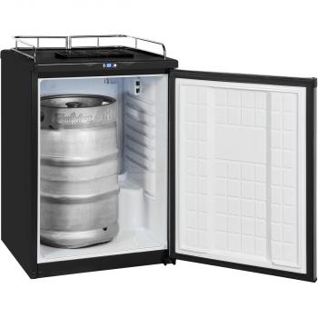 Exquisit BK160-HE-300G inox Bierkühler-Kühlschrank, 163 l, Zapfvorrichtung, Display, schwarz