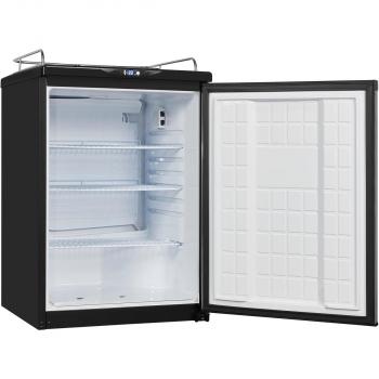 Exquisit BK160-HE-300G inox Bierkühler-Kühlschrank, 163 l, Zapfvorrichtung, Display, schwarz