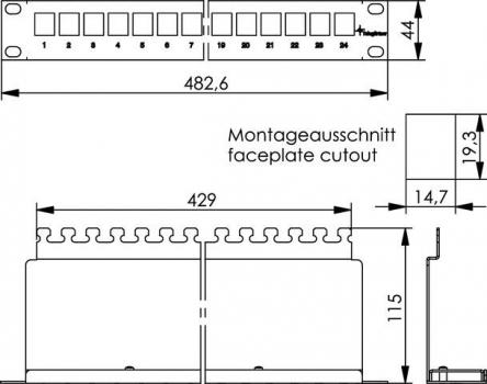 Telegärtner 19" Modulträger 1 HE inkl. 24xAMJ-S Modul Cat.6A T568A (100007012)