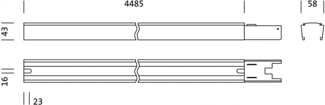 Siteco Tragschiene für Modario Leuchteneinsatz, 4,5m, Stahlblech, weiß (5TR103A0Q)