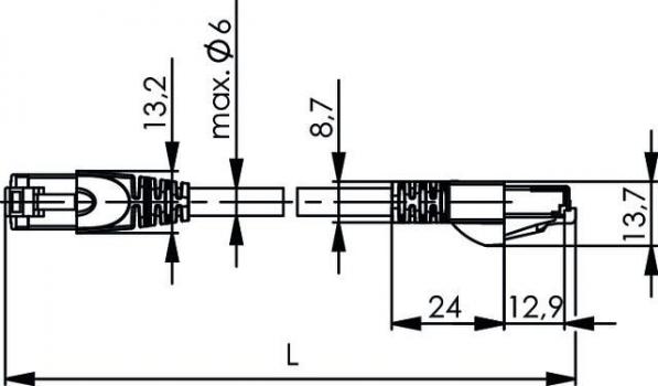 Telegärtner MP8 FS500 Patchkabel Cat.6A ISO, blau, 25m (100009128)