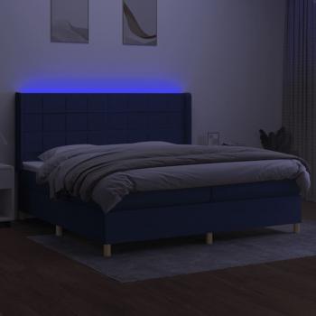 Boxspringbett mit Matratze & LED Blau 200x200 cm Stoff