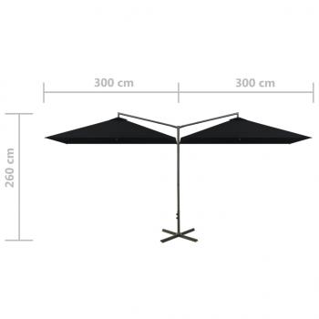 Doppel-Sonnenschirm mit Stahlmast Schwarz 600x300 cm