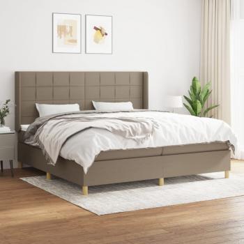 ARDEBO.de - Boxspringbett mit Matratze Taupe 200x200 cm Stoff