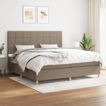 ARDEBO.de - Boxspringbett mit Matratze Taupe 200x200 cm Stoff