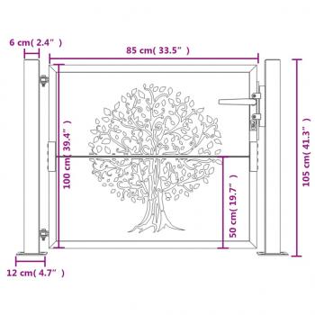 Gartentor 105x105 cm Cortenstahl Baum-Design