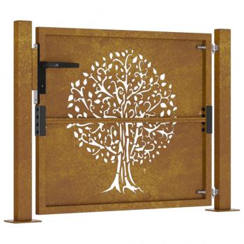 Gartentor 105x105 cm Cortenstahl Baum-Design