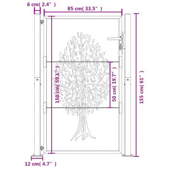 Gartentor 105x155 cm Cortenstahl Baum-Design