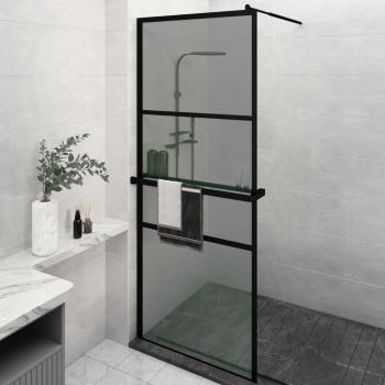 ARDEBO.de - Duschwand mit Ablage für Walk-In-Dusche Schwarz 80x195 cm ESG