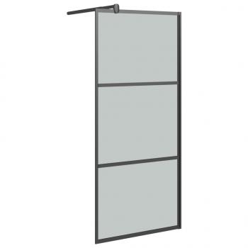 Duschwand mit Ablage für Walk-In-Dusche Schwarz 80x195 cm ESG