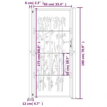 Gartentor Anthrazit 105x180 cm Stahl Bambus-Design