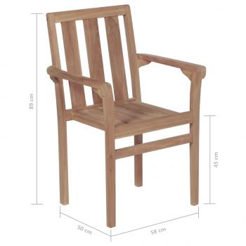 Gartenstühle 2 Stk. mit Beige Kissen Teak Massivholz 