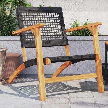 ARDEBO.de - Gartenstühle 2 Stk. Schwarz Poly Rattan und Akazienholz