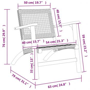 Gartenstühle 2 Stk. Schwarz Poly Rattan und Akazienholz