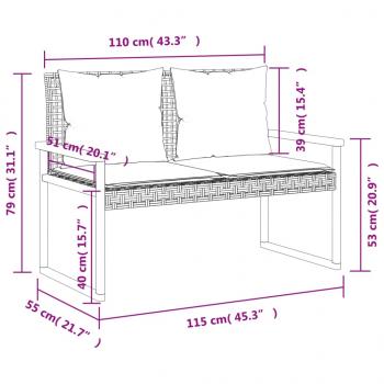 Gartenbank mit Kissen Beige Poly Rattan Akazienholz