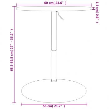 Bartisch Ø60x89,5 cm Massivholz Eiche