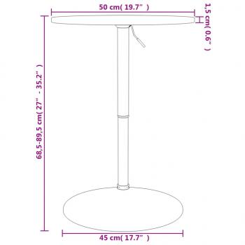 Bartisch Dunkelbraun Ø50x89,5 cm Massivholz Eiche