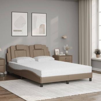 Bett mit Matratze Cappuccino-Braun 140x190 cm Kunstleder