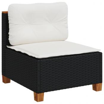 Gartensofa ohne Armlehnen mit Kissen Schwarz Poly Rattan