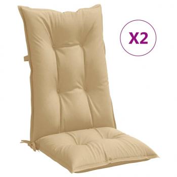 Hochlehner-Auflagen 2 Stk. Melange Beige 120x50x7 cm Stoff