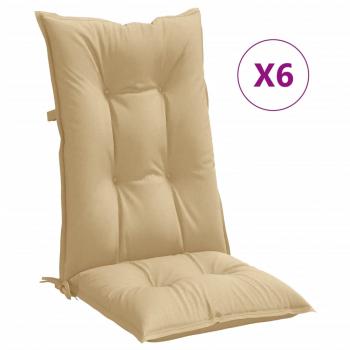 Hochlehner-Auflagen 6 Stk. Melange Beige 120x50x7 cm Stoff